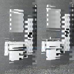Aquanil Napoli 100 Cm Beyaz Lavabolu Banyo Dolabı - Beyaz için detaylı bilgi göster Aquanil Napoli 100 Cm Beyaz Lavabolu Banyo Dolabı - Beyaz resmi