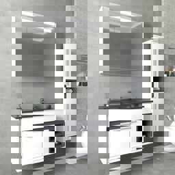 Aquanil Napoli 85 Cm Siyah Lavabolu Banyo Dolabı - Beyaz için detaylı bilgi göster Aquanil Napoli 85 Cm Siyah Lavabolu Banyo Dolabı - Beyaz resmi
