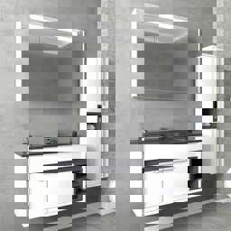 Aquanil Napoli 100 Cm Siyah Lavabolu Banyo Dolabı - Beyaz için detaylı bilgi göster Aquanil Napoli 100 Cm Siyah Lavabolu Banyo Dolabı - Beyaz resmi