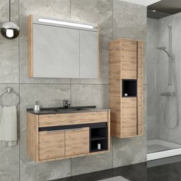 Aquanil Napoli 85 Cm Siyah Lavabolu Banyo Dolabı - Dorado için detaylı bilgi göster Aquanil Napoli 85 Cm Siyah Lavabolu Banyo Dolabı - Dorado resmi