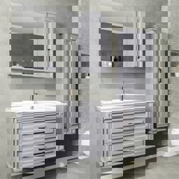 Aquanil Moskova 100 Cm Banyo Dolabı (aynalı Üst Dolap) - Gri için detaylı bilgi göster Aquanil Moskova 100 Cm Banyo Dolabı (aynalı Üst Dolap) - Gri resmi