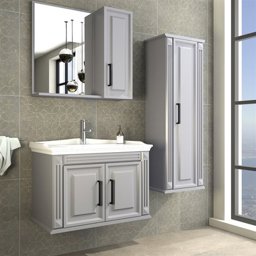Aquanil Milano 80 Cm Banyo Dolabı (aynalı Üst Dolap) - Gri için detaylı bilgi göster Aquanil Milano 80 Cm Banyo Dolabı (aynalı Üst Dolap) - Gri resmi