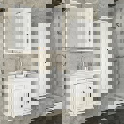 Aquanil Milano 80 Cm Banyo Dolabı (aynalı Üst Dolap) - Beyaz için detaylı bilgi göster Aquanil Milano 80 Cm Banyo Dolabı (aynalı Üst Dolap) - Beyaz resmi