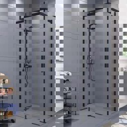 Aquanil Gama 6mm Dikdörtgen Siyah Eloksal Şeffaf Cam Duşakabin 80x120cm için detaylı bilgi göster Aquanil Gama 6mm Dikdörtgen Siyah Eloksal Şeffaf Cam Duşakabin 80x120cm resmi