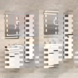 Aquanil Olimpia 80 Cm Banyo Dolabı (mercekli Led Ayna) - Antrasit/beyaz için detaylı bilgi göster Aquanil Olimpia 80 Cm Banyo Dolabı (mercekli Led Ayna) - Antrasit/beyaz resmi