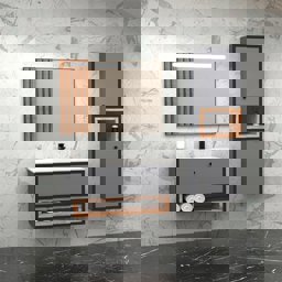 Aquanil Espero 80 Cm Siyah Lavabolu Banyo Dolabı - Antrasit/dorado için detaylı bilgi göster Aquanil Espero 80 Cm Siyah Lavabolu Banyo Dolabı - Antrasit/dorado resmi