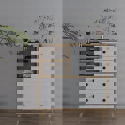 Bgr 320 4 Çekmeceli Raflı Şifonyer Beyaz-Meşe için detaylı bilgi göster Bgr 320 4 Çekmeceli Raflı Şifonyer Beyaz-Meşe resmi