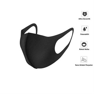 Nano Maske 5 li Paket 3 Katlı Yıkanabilir Siyah 