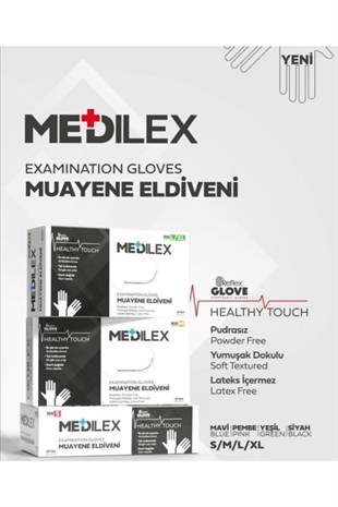 Reflex Medilex Pudrasız Muayene Eldiveni Siyah M Beden 100'lü Paket