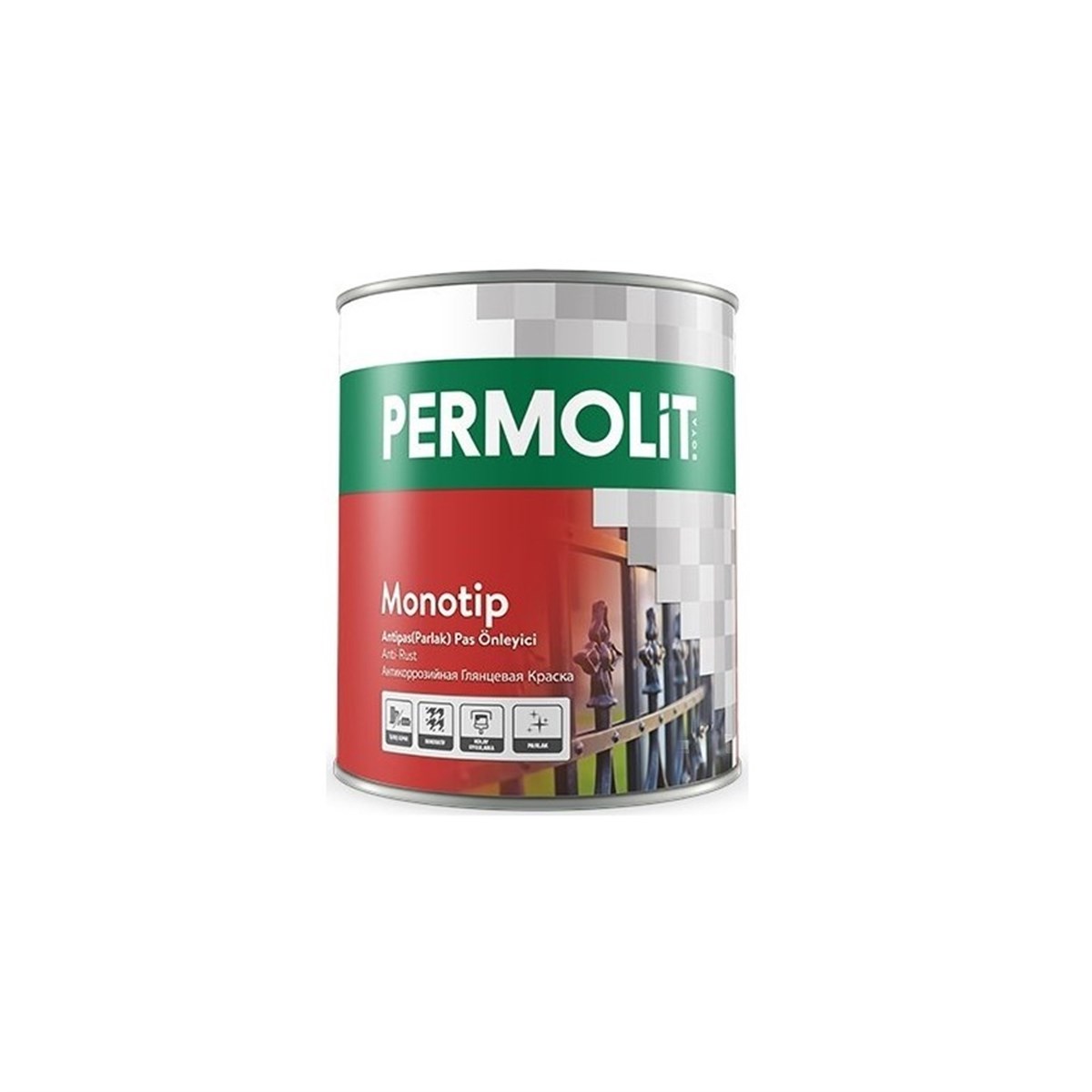 Permolit Monotip Antipaslı Parlak Metal Boyası Beyaz 0.75 Lt resmi