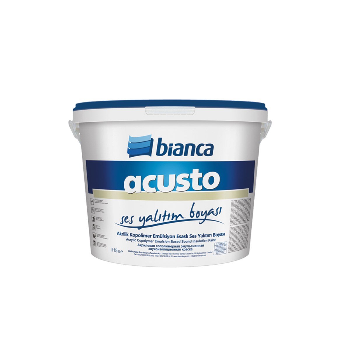 Bianca Acusto Ses Yalıtım Boyası Beyaz 2,5 Lt resmi