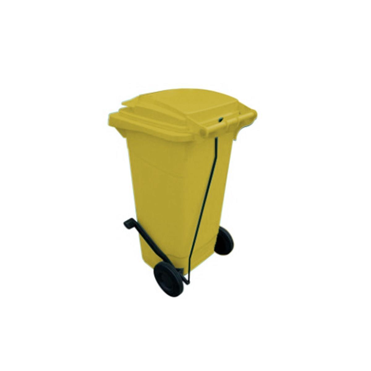 80 Lt Tekerlekli Çöp Konteyner Pedallı Sarı Ctk-2004 resmi
