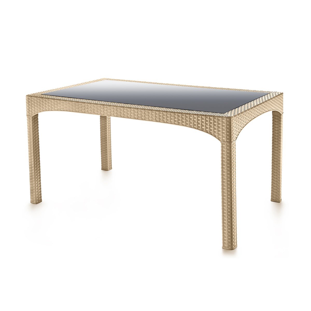 Brezza 2586 Rattan Camlı Masa 90x150x76 Cm Çöl Beji resmi