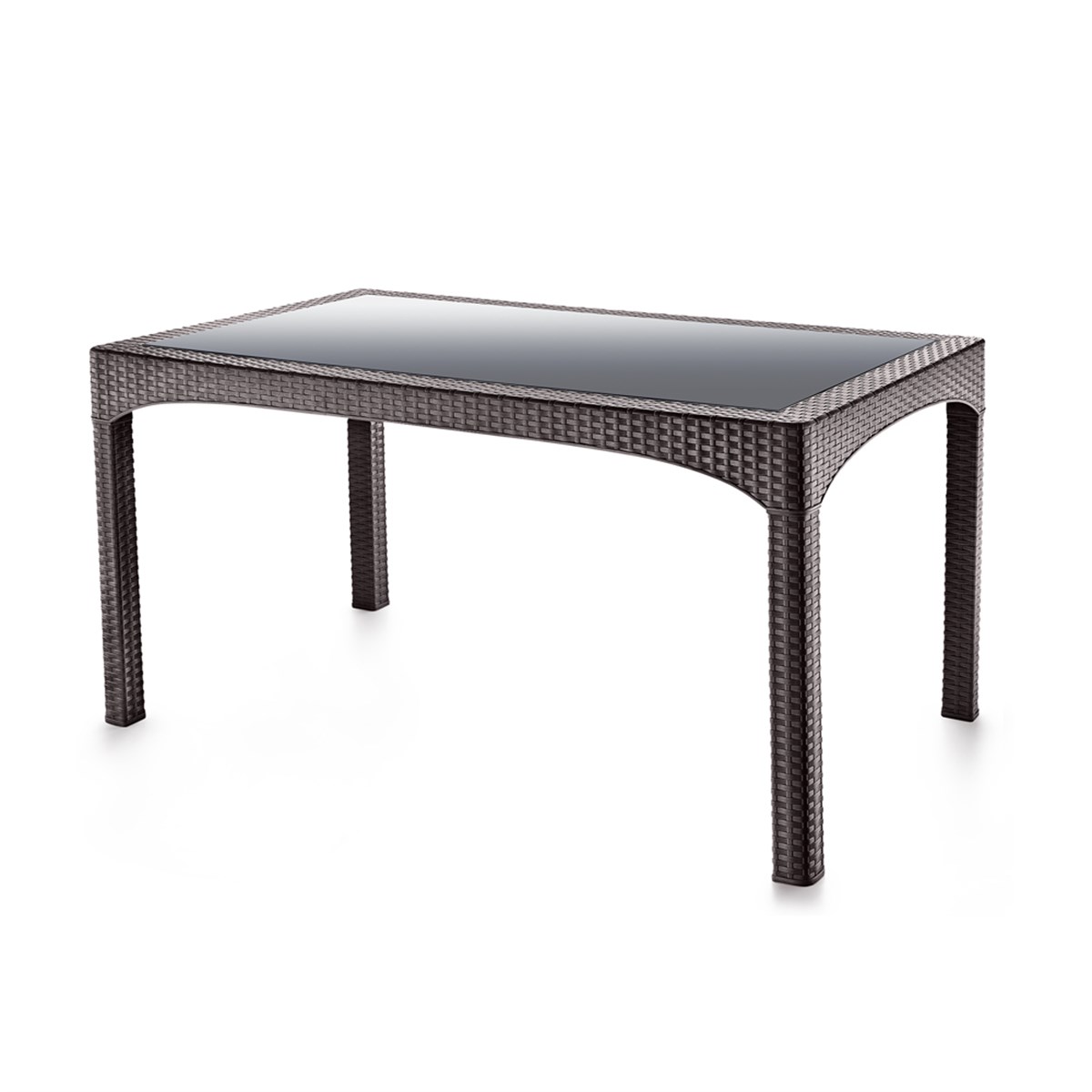 Brezza 2586 Rattan Camlı Masa 90x150x76 Cm Koyu Kahve resmi