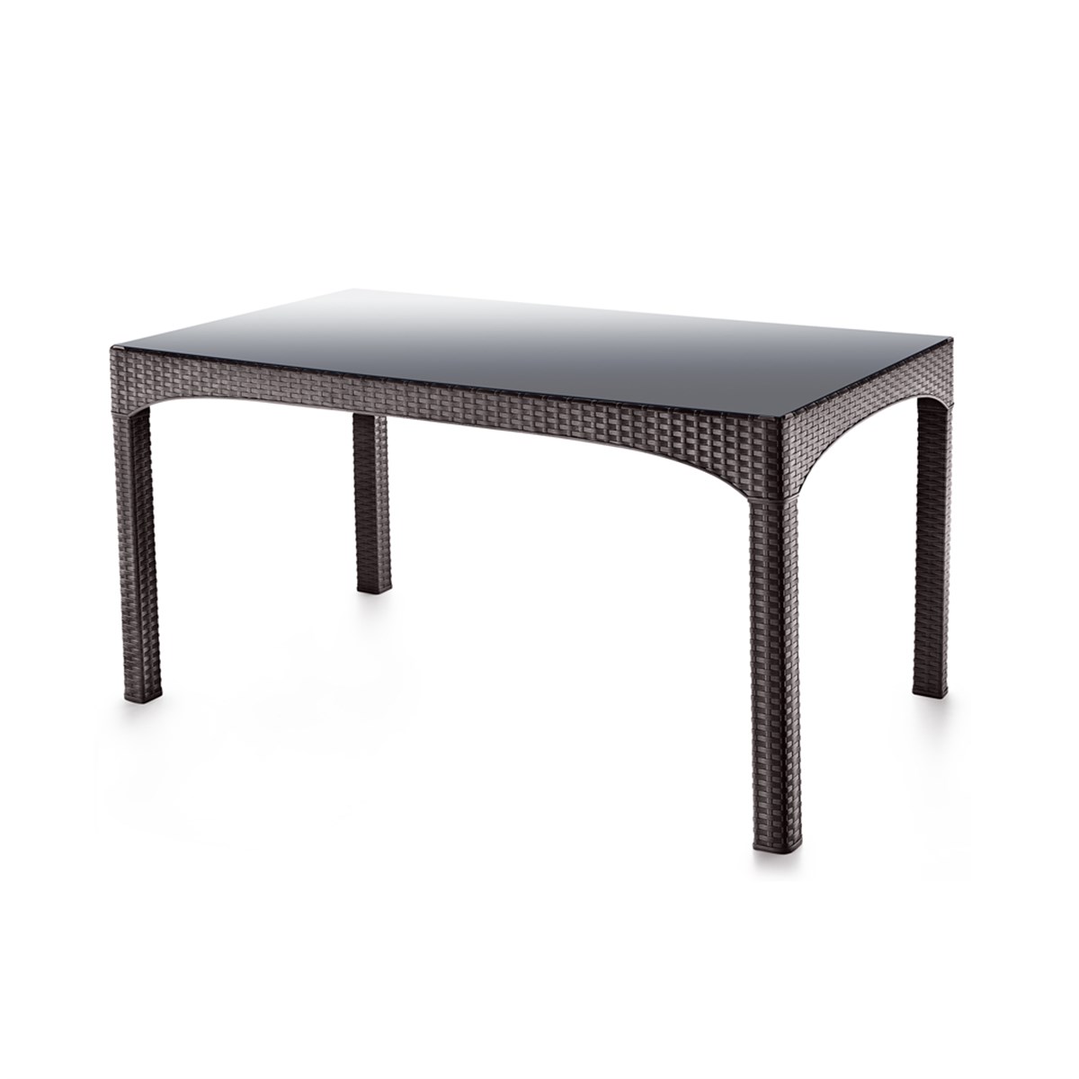 Brezza 2589 Rattan Kapalı Camlı Masa 90x150x76,5 Cm Koyu Kahve resmi