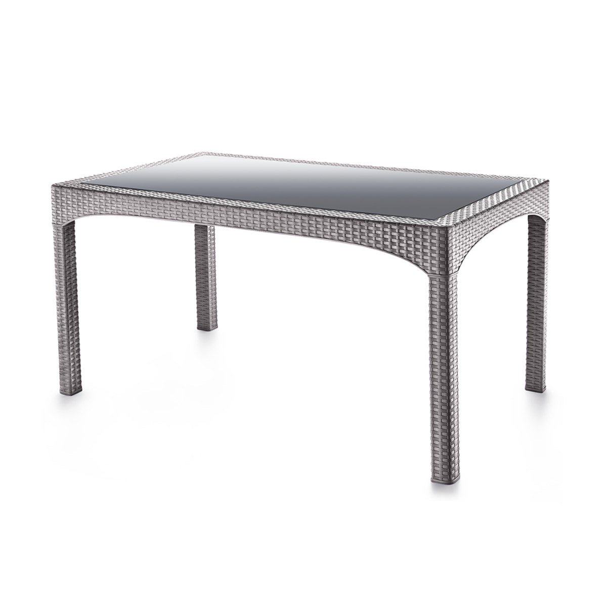 Brezza 2586 Rattan Camlı Masa 90x150x76 Cm Çöl Grisi resmi