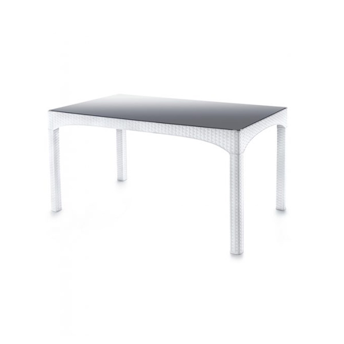 Brezza 2589 Rattan Kapalı Camlı Masa 90x150x76,5 Cm Beyaz resmi