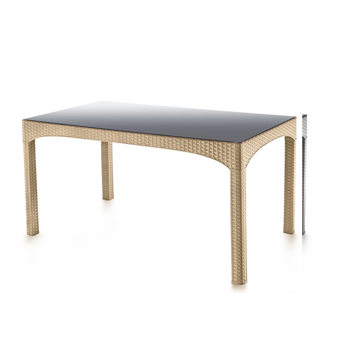 Brezza 2589 Rattan Kapalı Camlı Masa 90x150x76,5 Cm Çöl Beji resmi