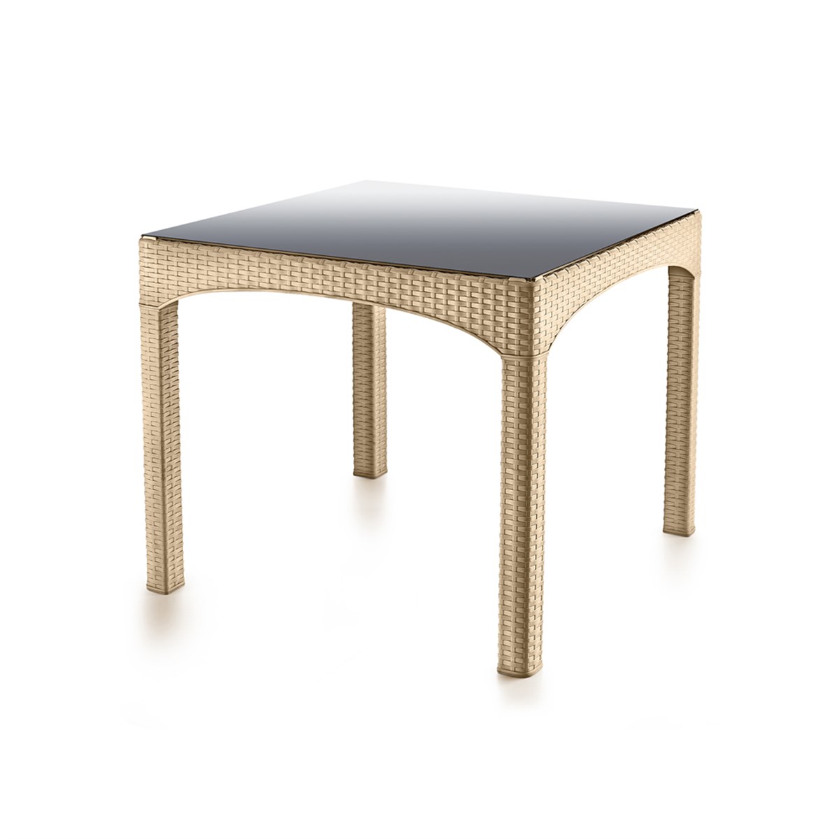 Brezza 2576 Rattan Kapalı Camlı Masa 90x90x76,5 Cm Çöl Beji resmi