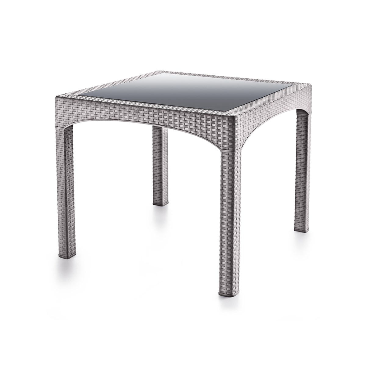 Brezza 2573 Rattan Camlı Masa 90x90x76,5 Cm Çöl Grisi resmi