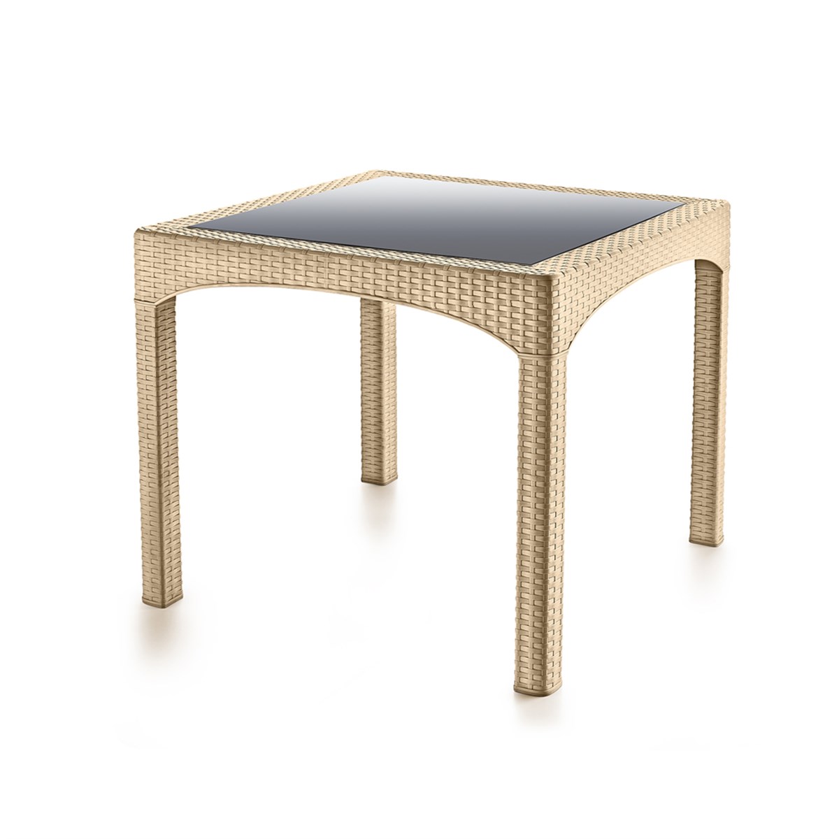 Brezza 2573 Rattan Camlı Masa 90x90x76,5 Cm Çöl Beji resmi