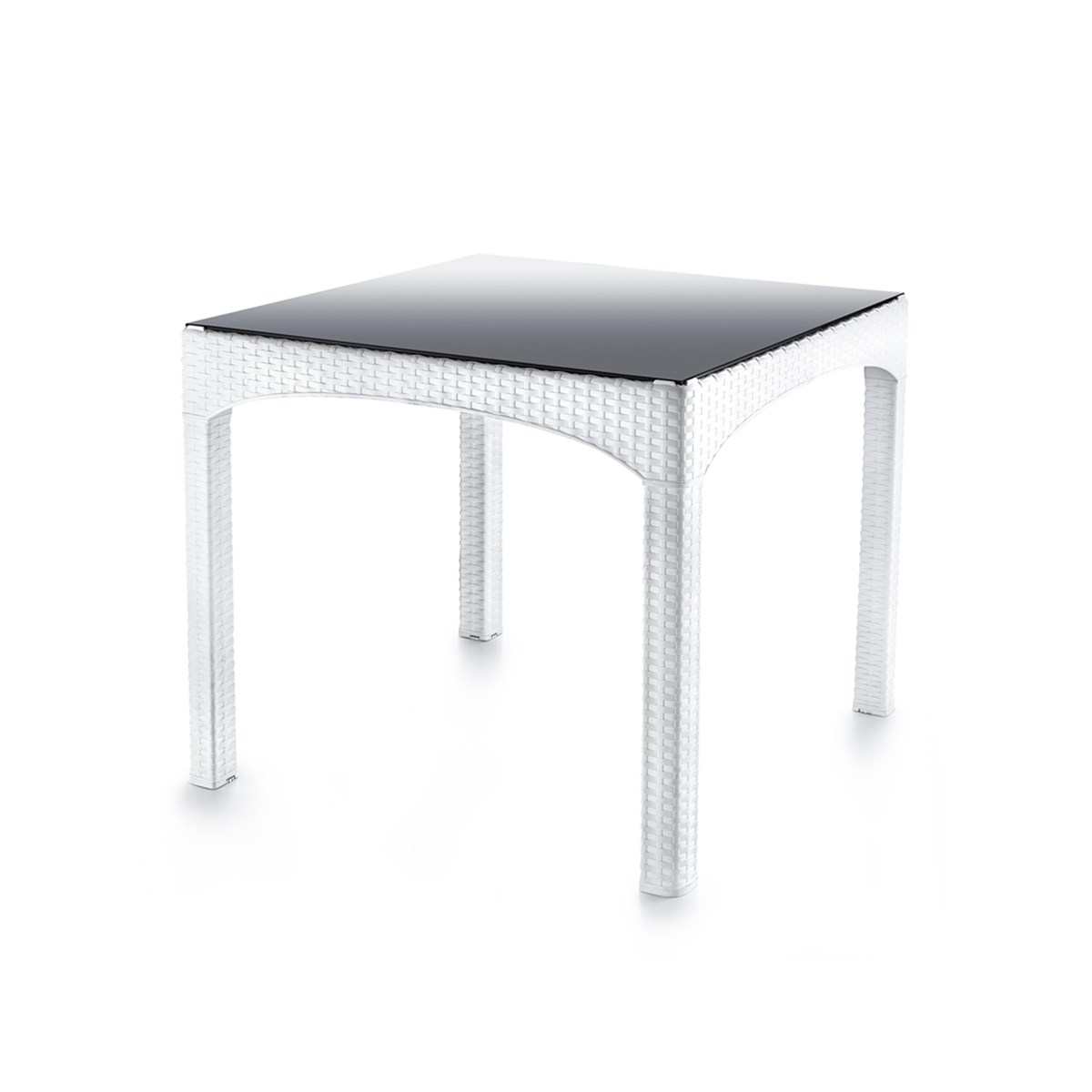 Brezza 2576 Rattan Kapalı Camlı Masa 90x90x76,5 Cm Beyaz resmi