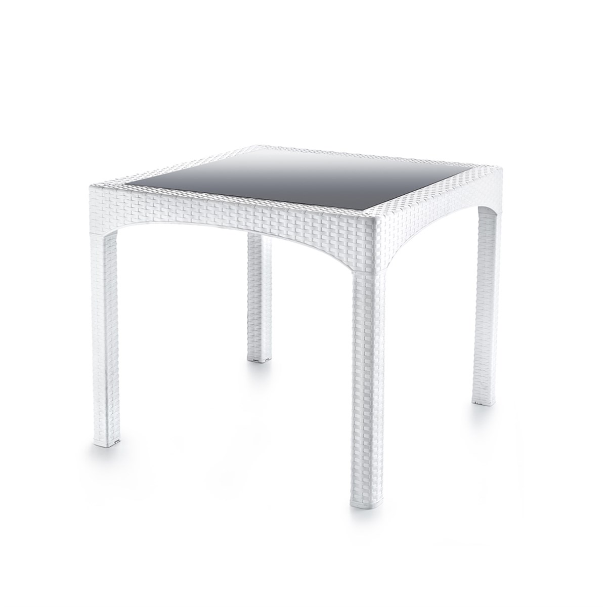 Brezza 2573 Rattan Camlı Masa 90x90x76,5 Cm Beyaz resmi