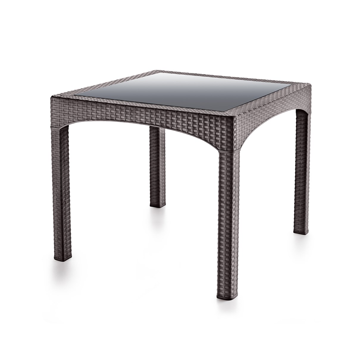 Brezza 2573 Rattan Camlı Masa 90x90x76,5 Cm Koyu Kahve resmi