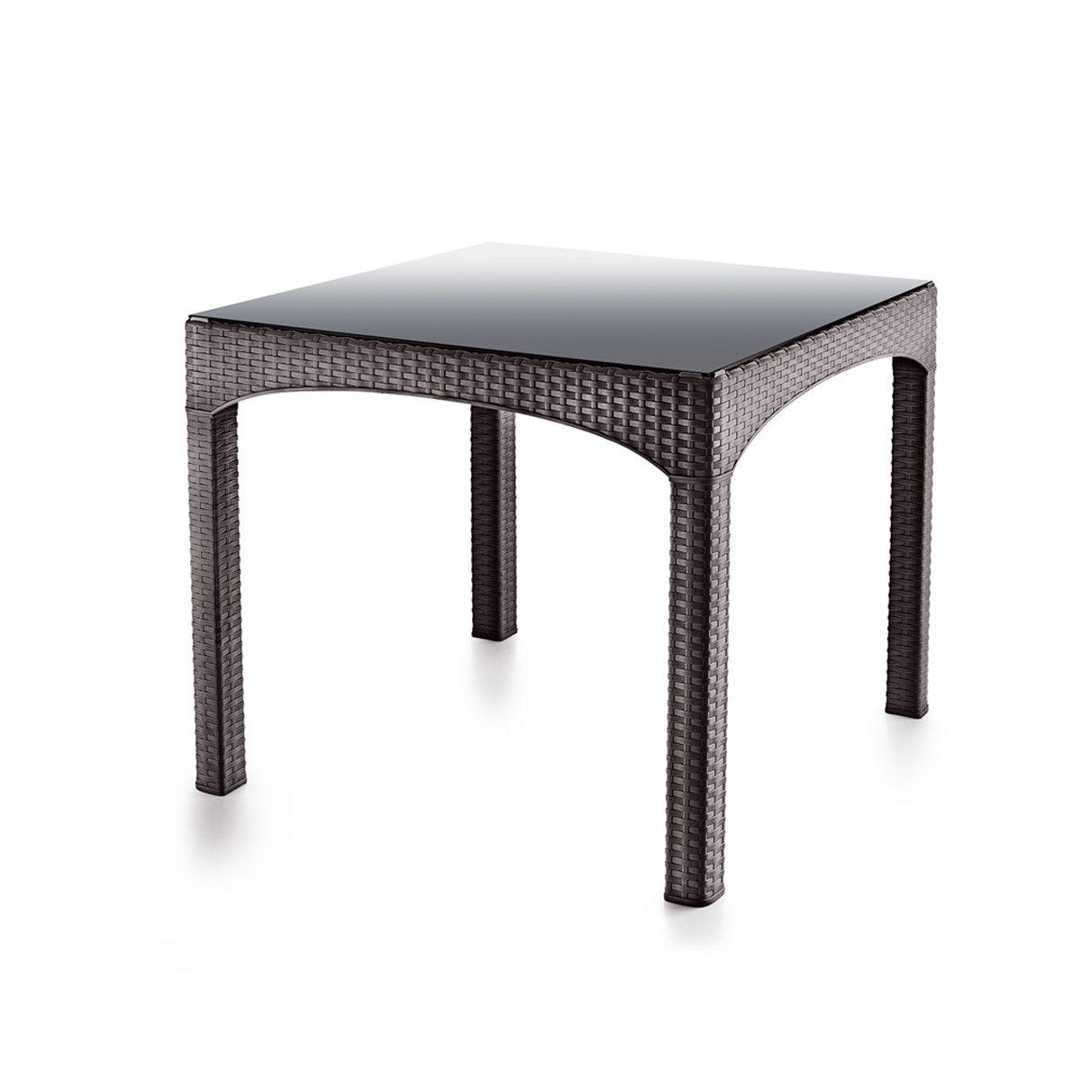 Brezza 2576 Rattan Kapalı Camlı Masa 90x90x76,5 Cm Koyu Kahve resmi