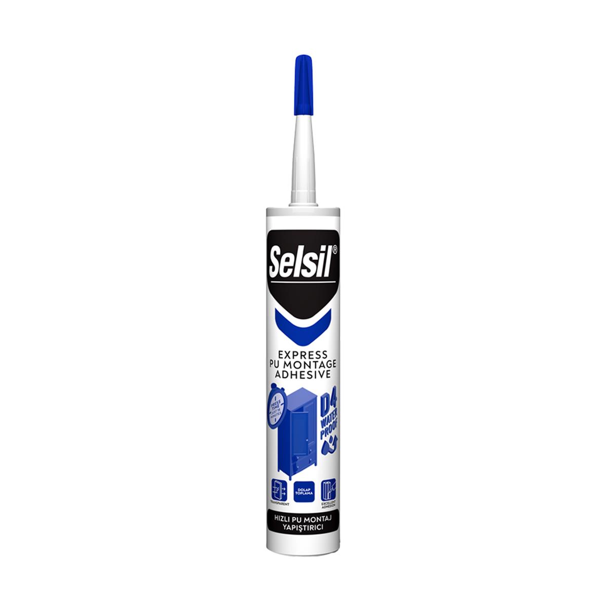 Selsil D4 Dolap Toplama Poliüretan Express Montaj Yapıştırıcı (Sıvı Çivi) 300 ml resmi