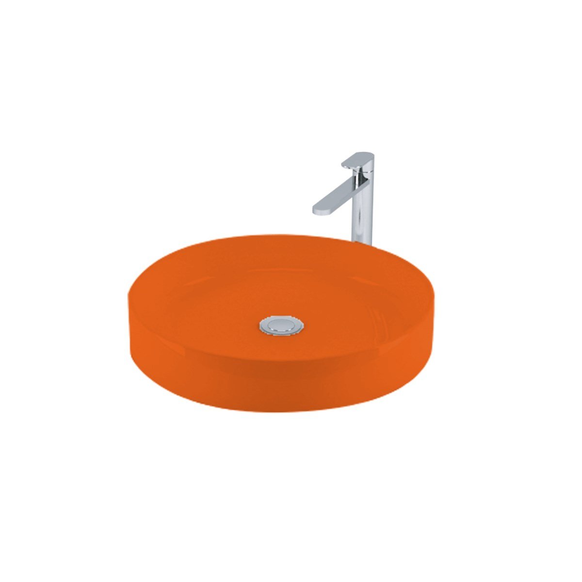 Newarc Mittes Tezgah Üstü Lavabo Parlak Turuncu 44X11,5Cm Mit.L.044-O resmi