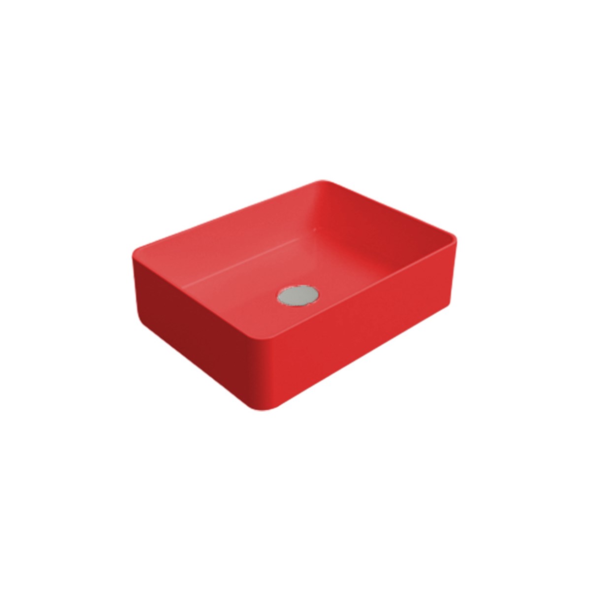 Newarc Silver Slim Tezgah Üstü Lavabo Parlak Kırmızı 50X38X14Cm 5011-R resmi