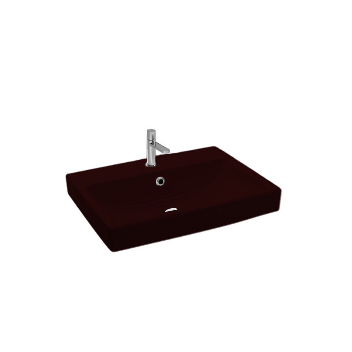 Newarc Aquatezgah Üstü Batarya Delikli Lavabo Parlak Siyah 60X44X8Cm 5022B resmi