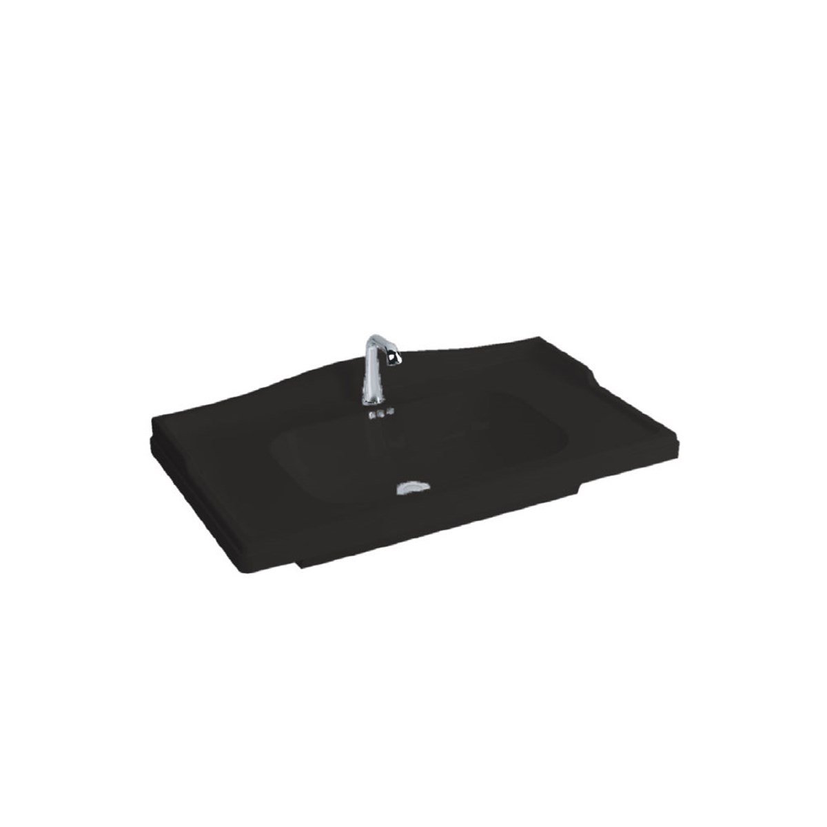 Newarc Elite Etajerli Tek Delikli Lavabo Parlak Siyah 100X46X8Cm 509100B resmi