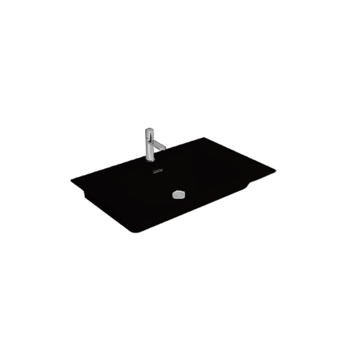 Newarc Naturel Etajerli Lavabo Mat Siyah 80X46X1,4Cm 504080Mb resmi