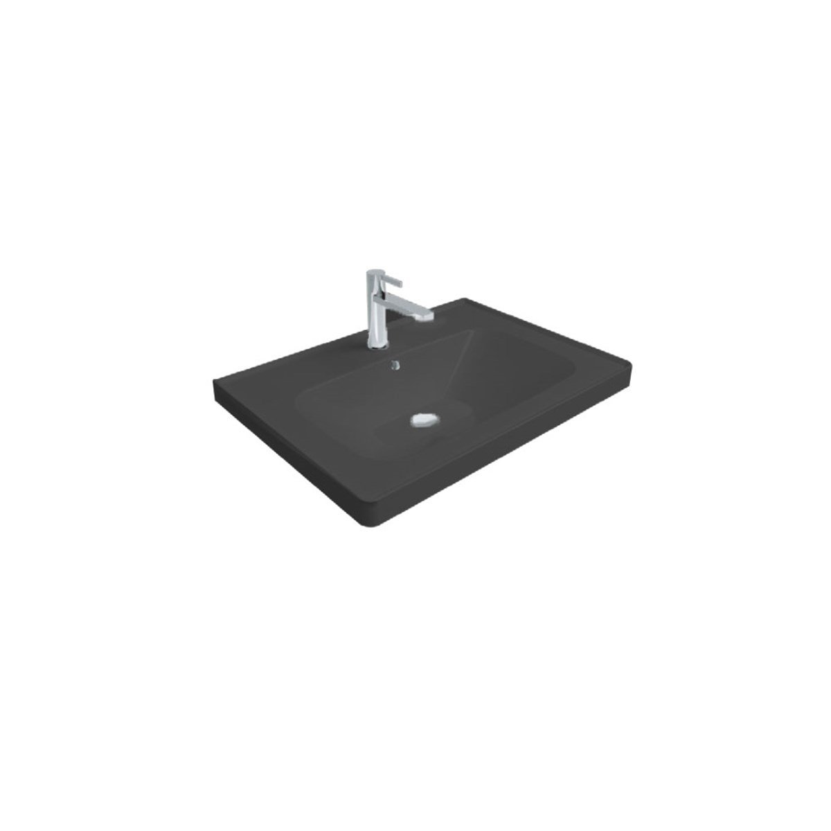 Newarc Newline Etajerli Lavabo Parlak Siyah 50X38X4,5Cm New.L.050B resmi