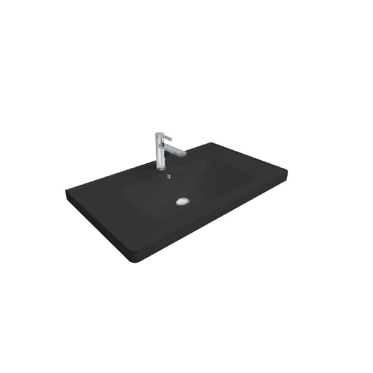 Newarc Newline Etajerli Lavabo Parlak Siyah 80X45X4,5Cm New.L.080B resmi