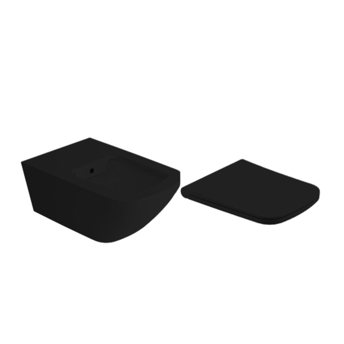 Newarc Life Rimless Kanalsız Asma Klozet Parlak Siyah + Duroplast Siyah Kapak resmi