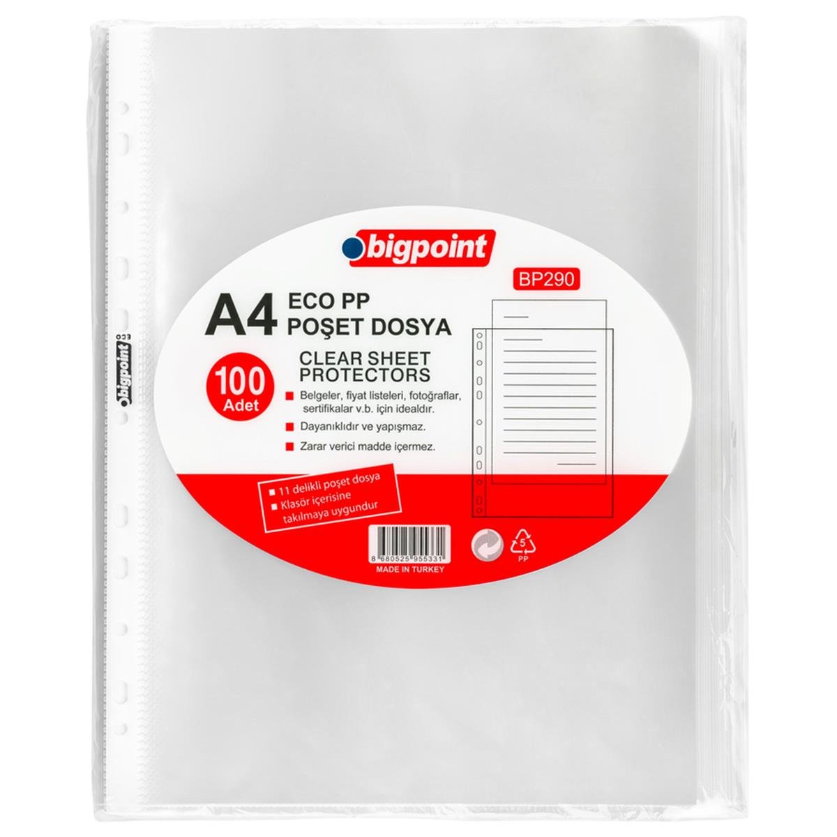 Bigpoint Poşet Dosya Eco 30 Mikron 100'lü Paket resmi