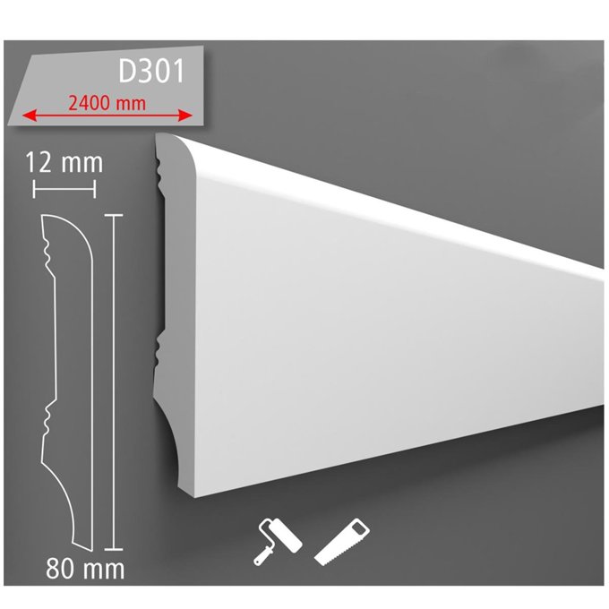 Boyanabilir Dekoratif Süpürgelik 8 cm (1 Boy 240 cm) D301 - Nalburdayım