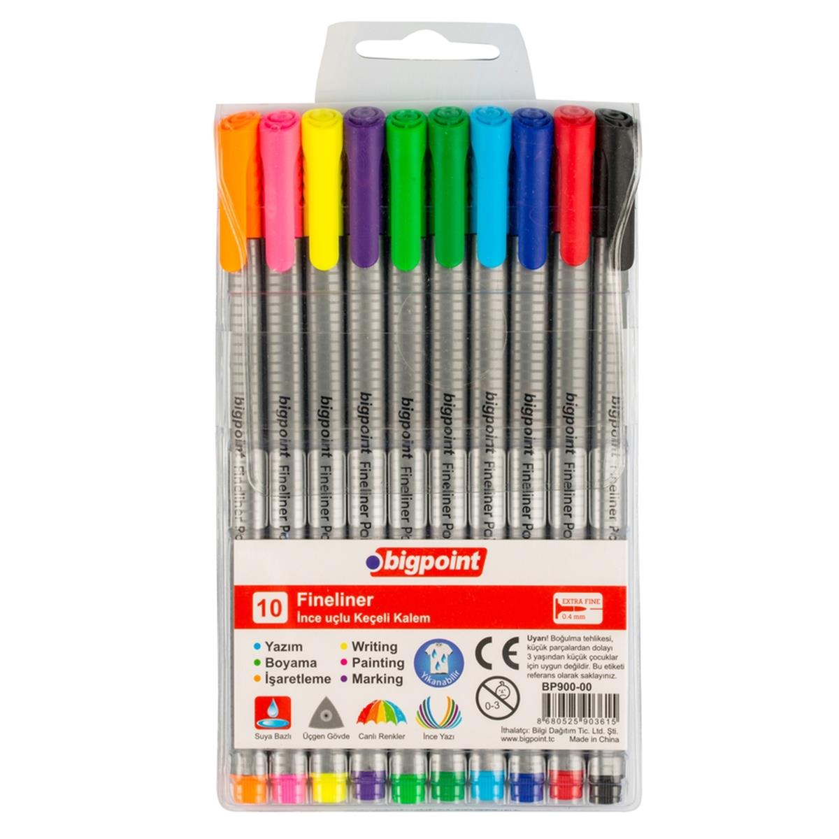 Bigpoint Fiber Uçlu Kalem (Fineliner) 0.4 Mm 10'lu Blister resmi
