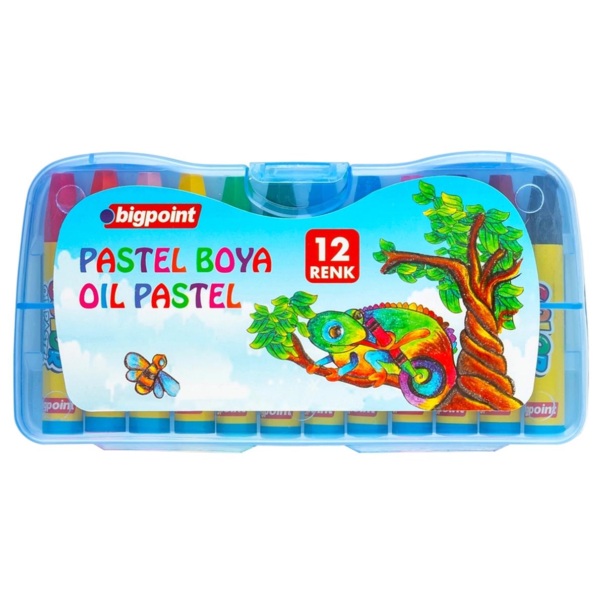 Bigpoint Pastel Boya 12 Renk - Mavi Kutulu resmi