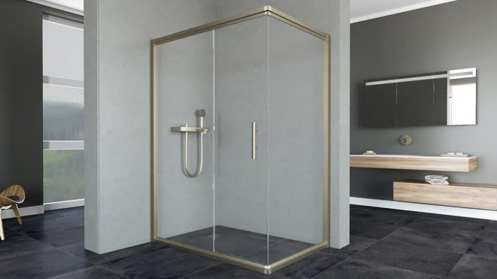 Aqunail Minnesota 6mm Dikdörtgen Bronz Profil Şeffaf Cam Duşakabin 70x140cm resmi