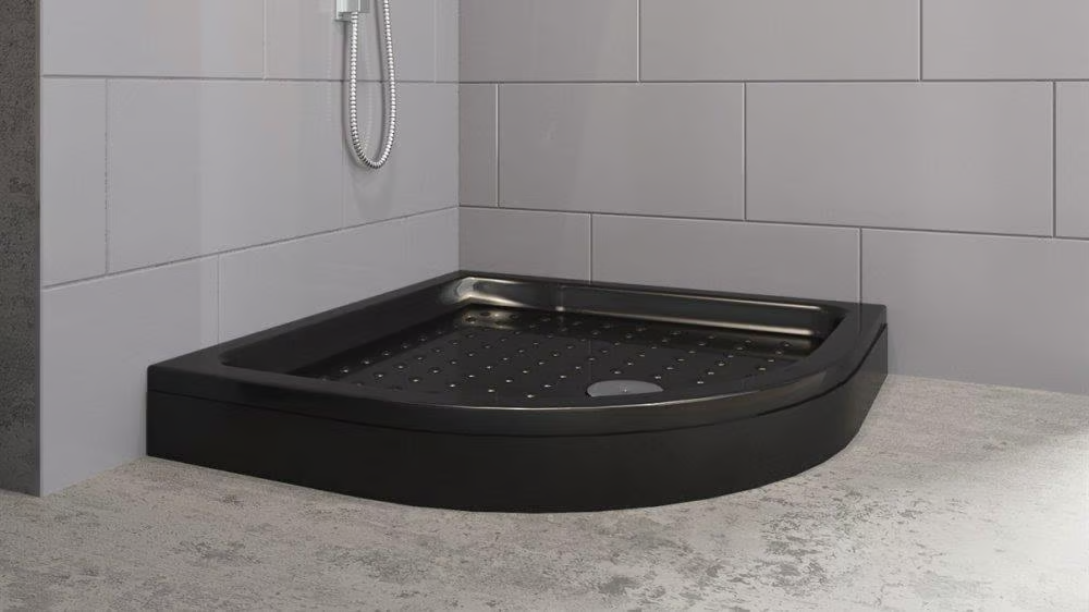 Aquanil Bony Panelli Oval Duş Teknesi Siyah 120x120cm resmi