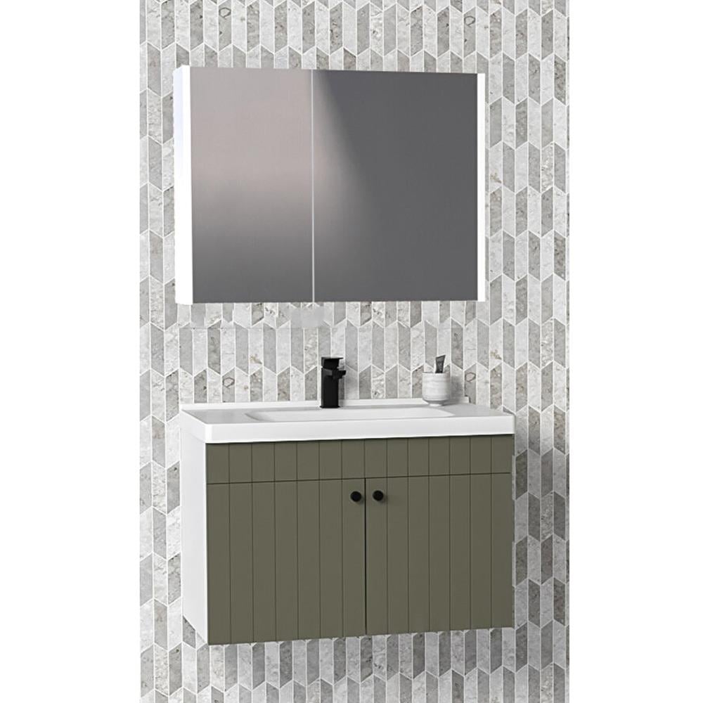 Aquanil Avien 80 Cm Bgn Banyo Dolabı - Yeşil/Beyaz resmi