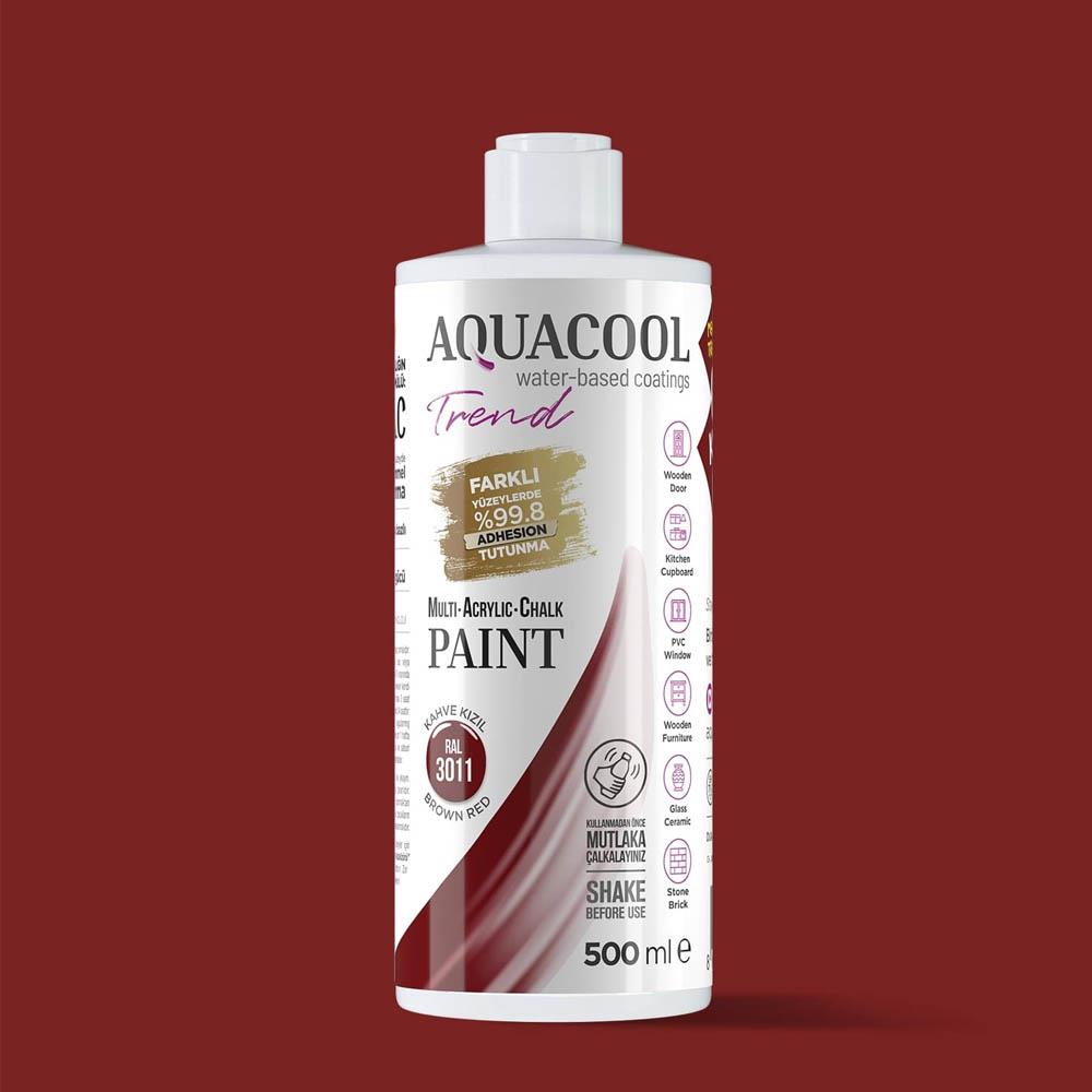 Aquacool Trend Mac Su Bazlı Akrilik Boya 500 Ml Kızıl Kahve (Ral 3011) resmi