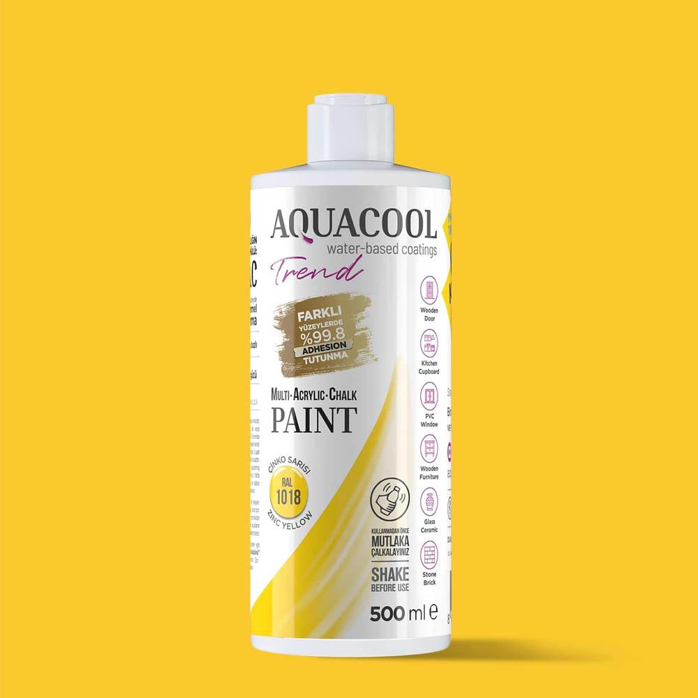 Aquacool Trend Mac Su Bazlı Akrilik Boya 500 Ml Çinko Sarısı (Ral 1018) resmi