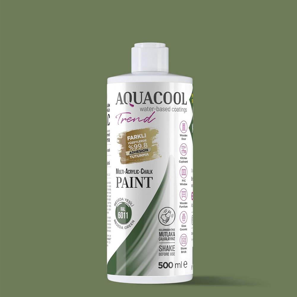 Aquacool Trend Mac Su Bazlı Akrilik Boya 500 Ml Reseda Yeşili (Ral 6011) resmi