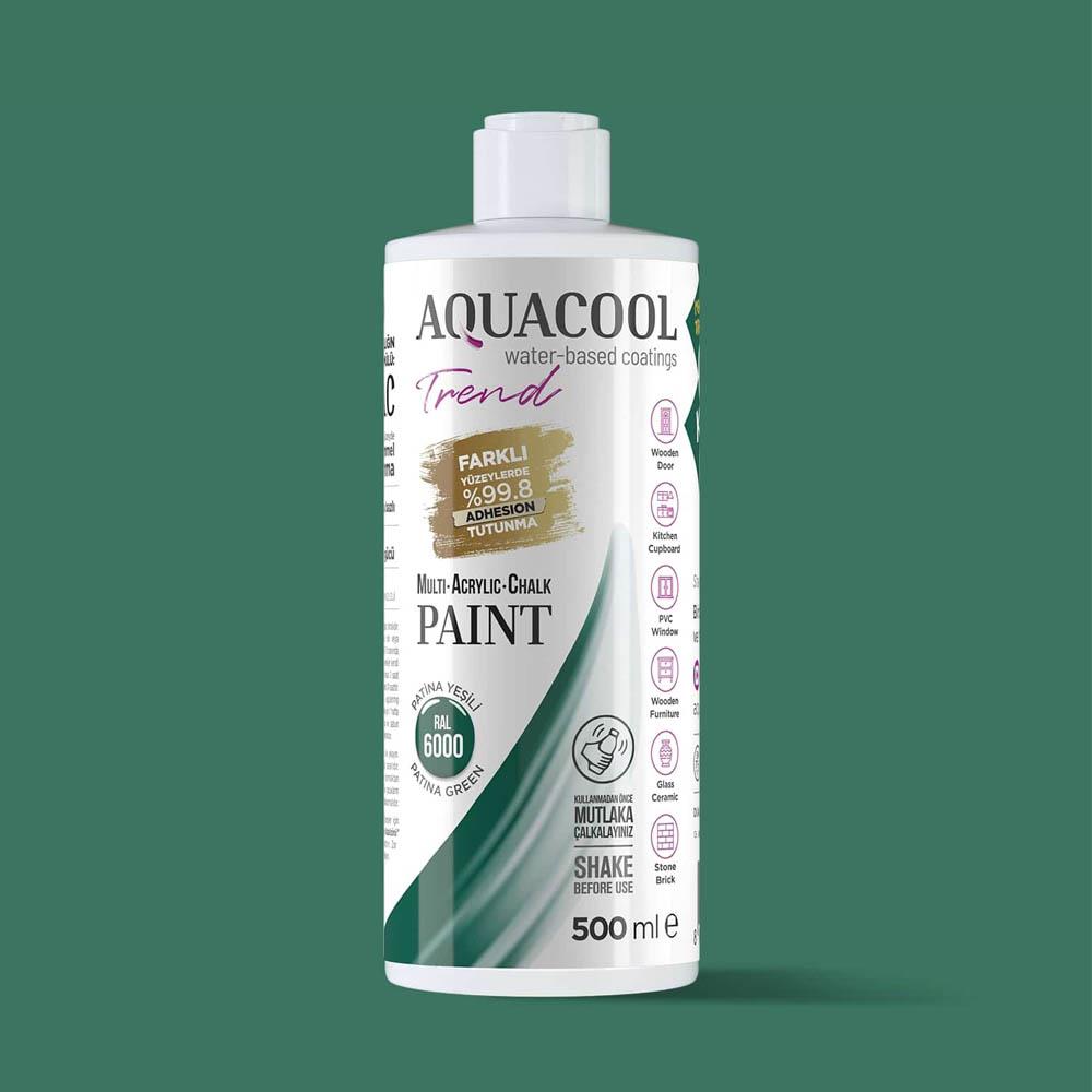 Aquacool Trend Mac Su Bazlı Akrilik Boya 500 Ml Patine Yeşili (Ral 6000) resmi