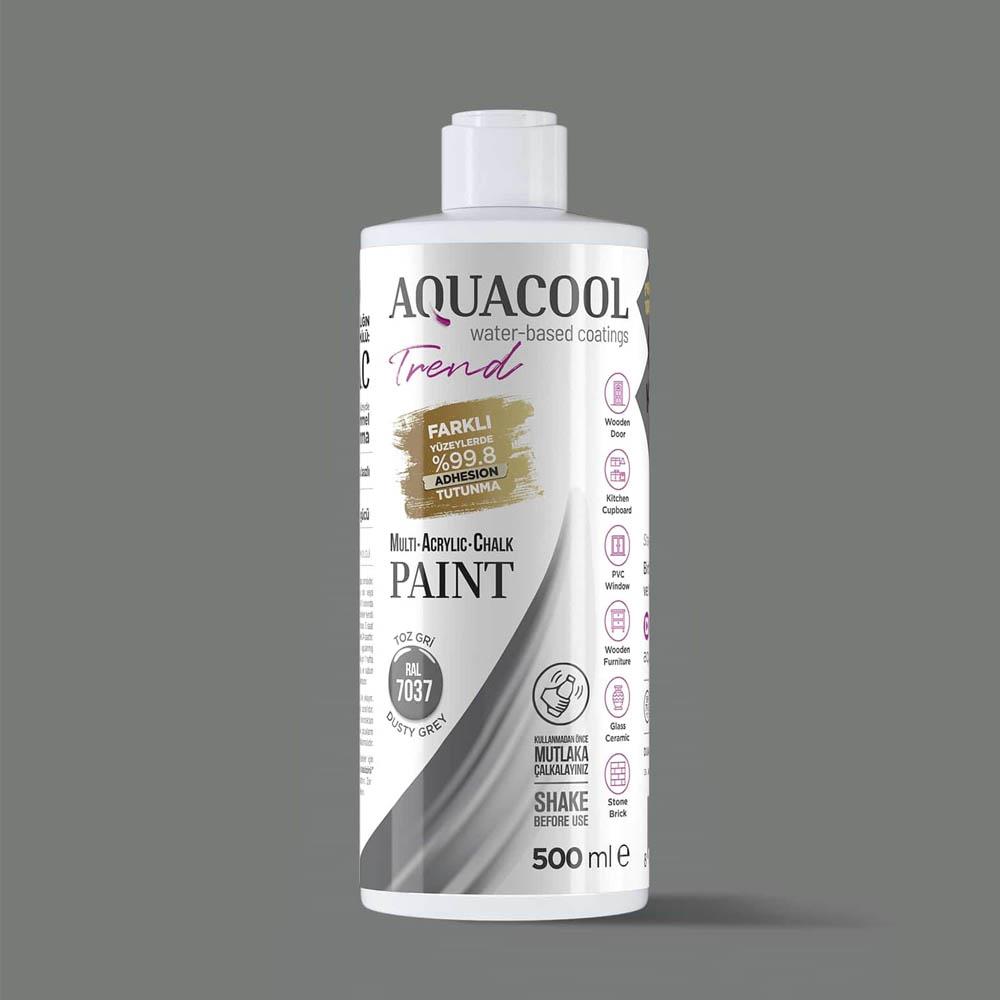 Aquacool Trend Mac Su Bazlı Akrilik Boya 500 Ml Toz Gri (Ral 7037) resmi
